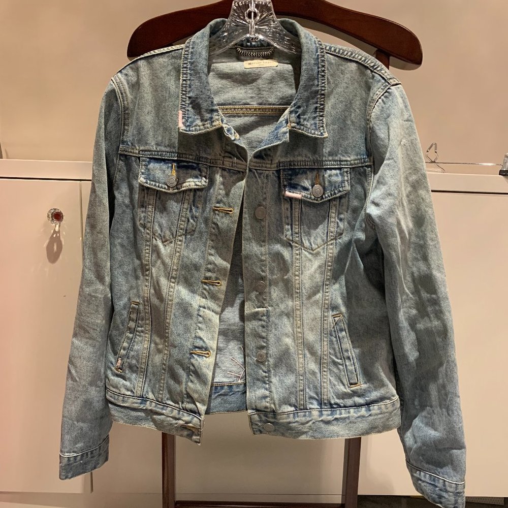 Marine Layer Oversized Embroidered Denim Jacket (L)